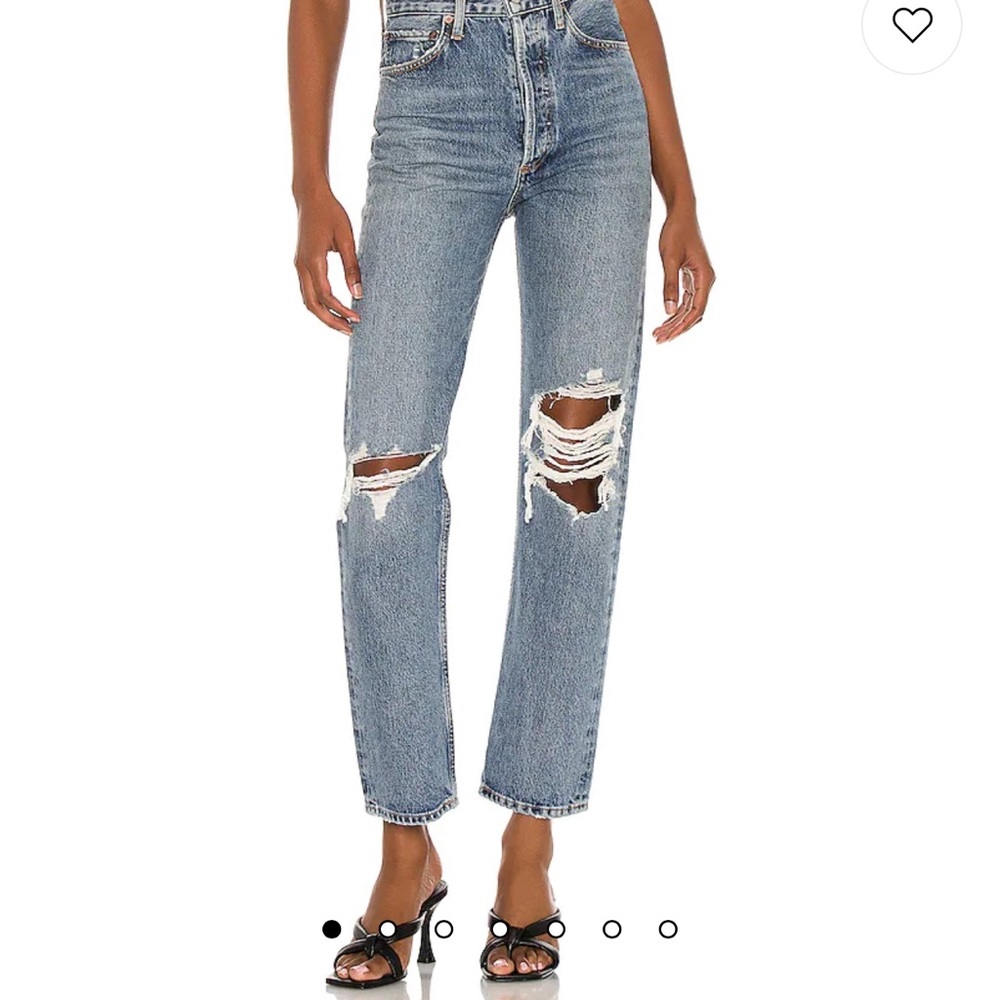 agolde straight leg jeans with holes. size 28